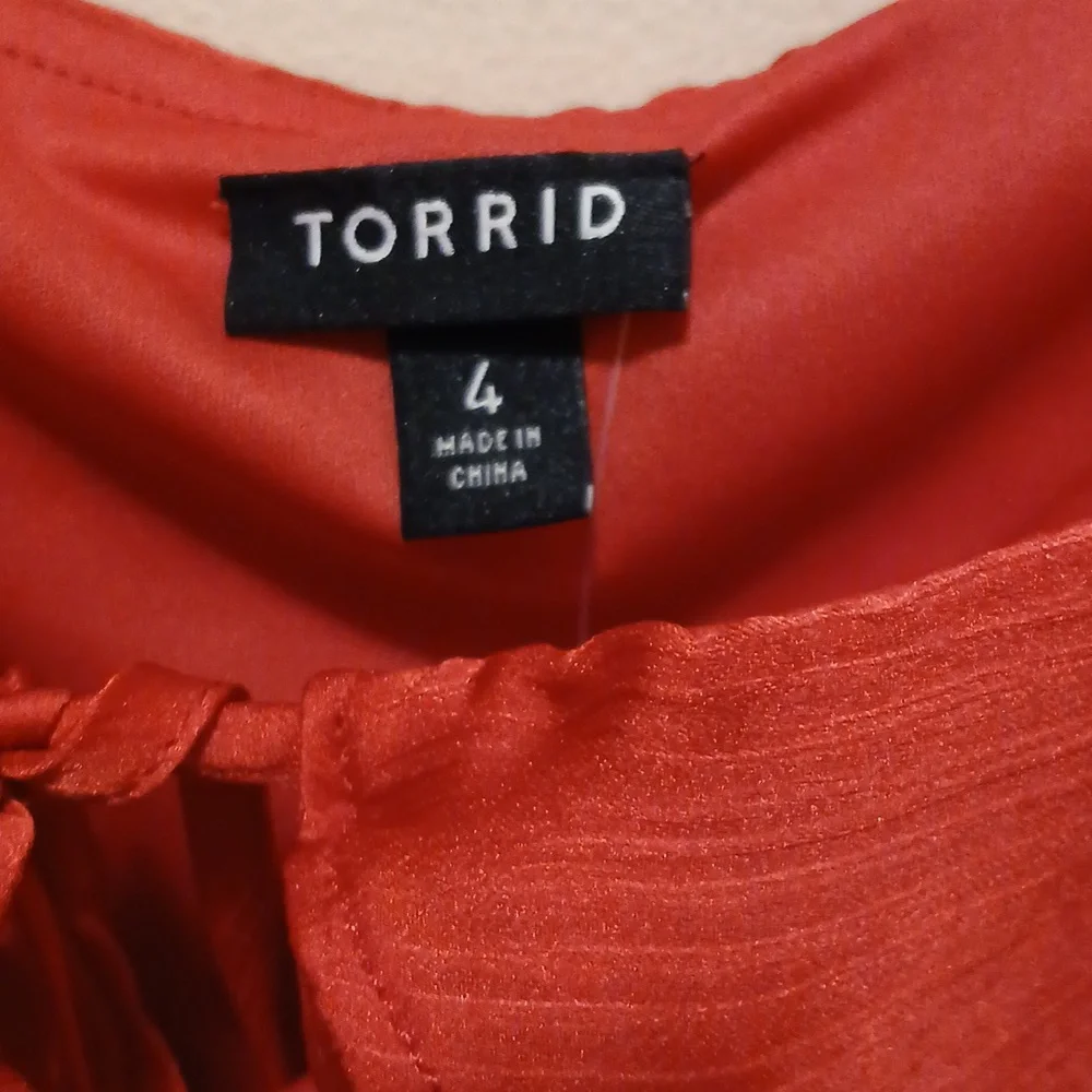 Torrid Vibrant Red Ruffle Blouse - Picture 2 of 8